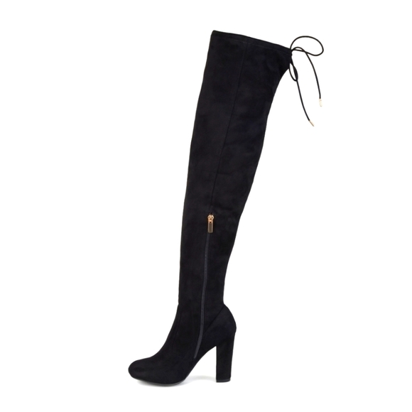 Women's Over-the-knee High Heel Faux Suede Wide Calf Boots - Picture 1 of 12